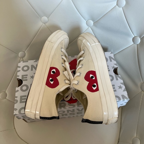 CDG Single Heart White Low Converse - Picture 4 of 9